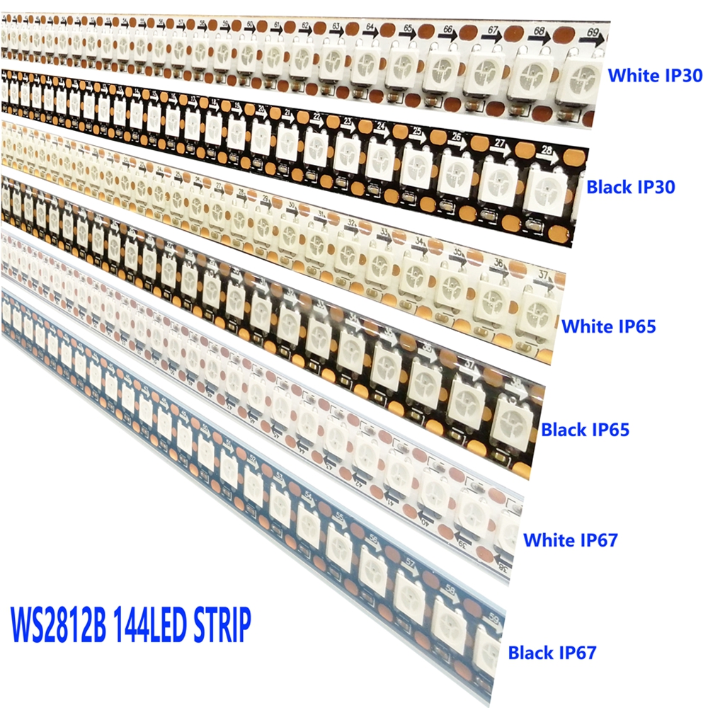 1m 2m WS2812B 스트립 144Led/m RGB Led 조명 Yeelight 백라이트 개별적으로 주소 지정 가능한 조명 룸 장식 스트립 DC5V